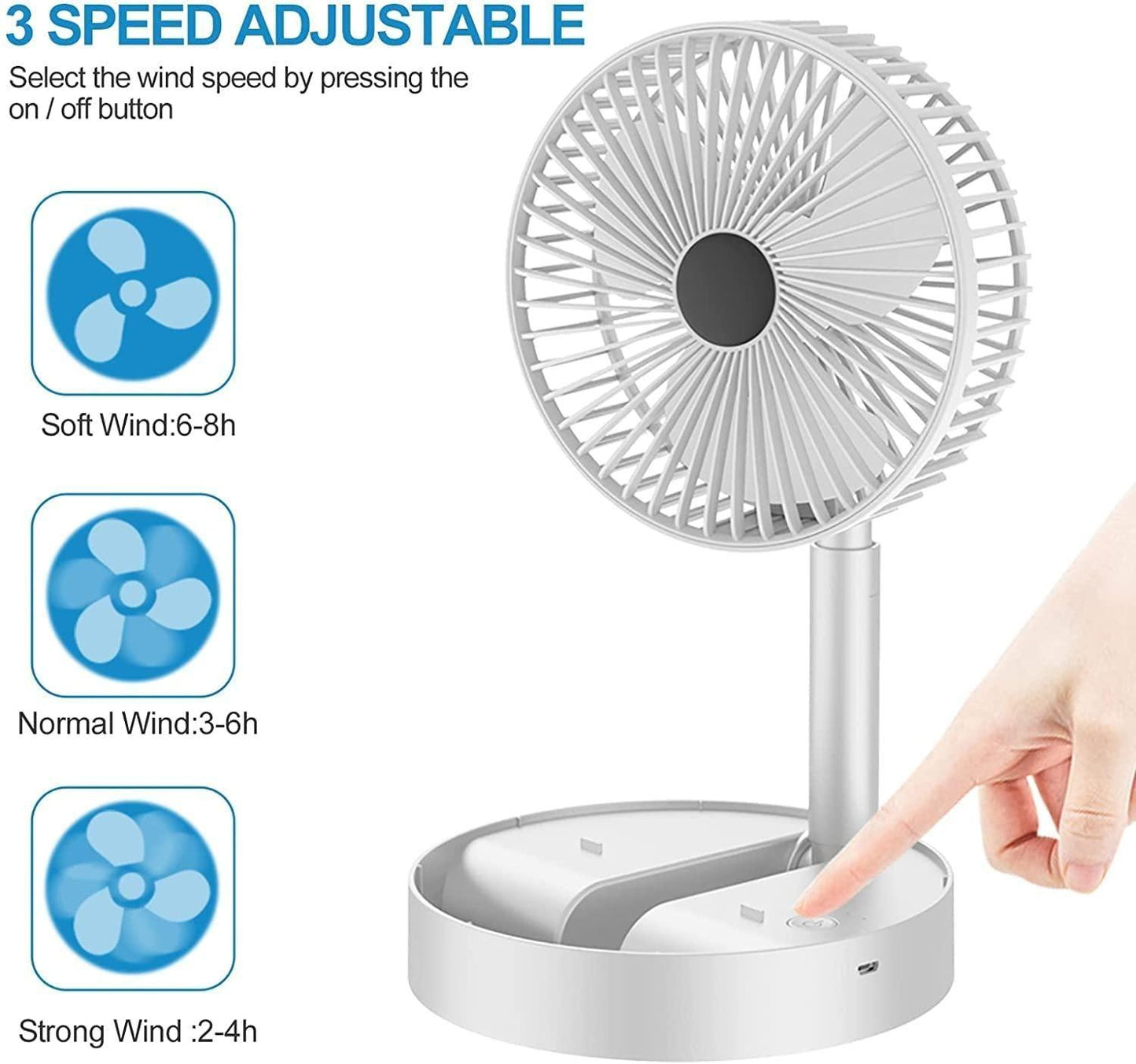 Rechargeable Powerful High Speed Table Fan
